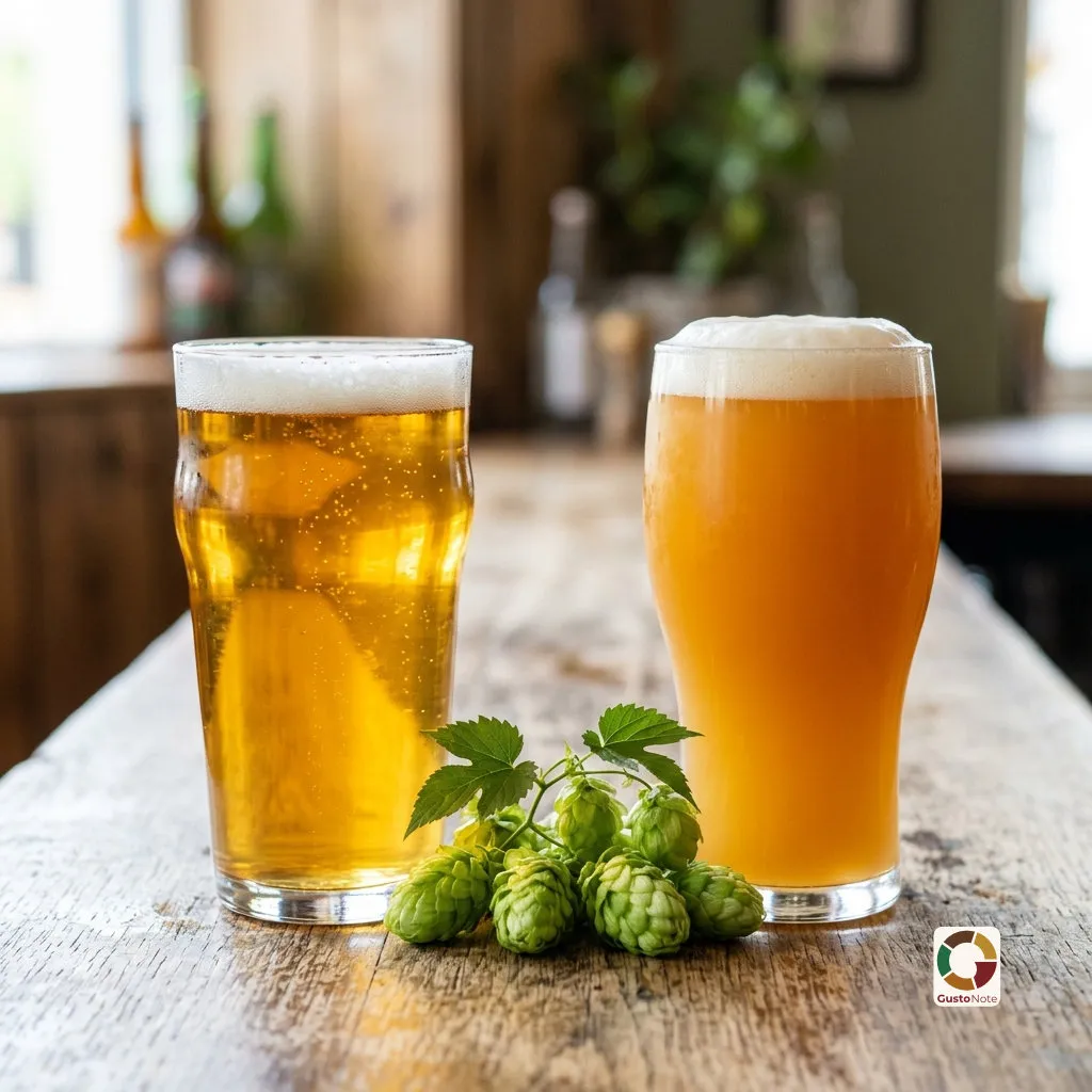 Kilka różnych IPA w szklankach od jasnej po mętną