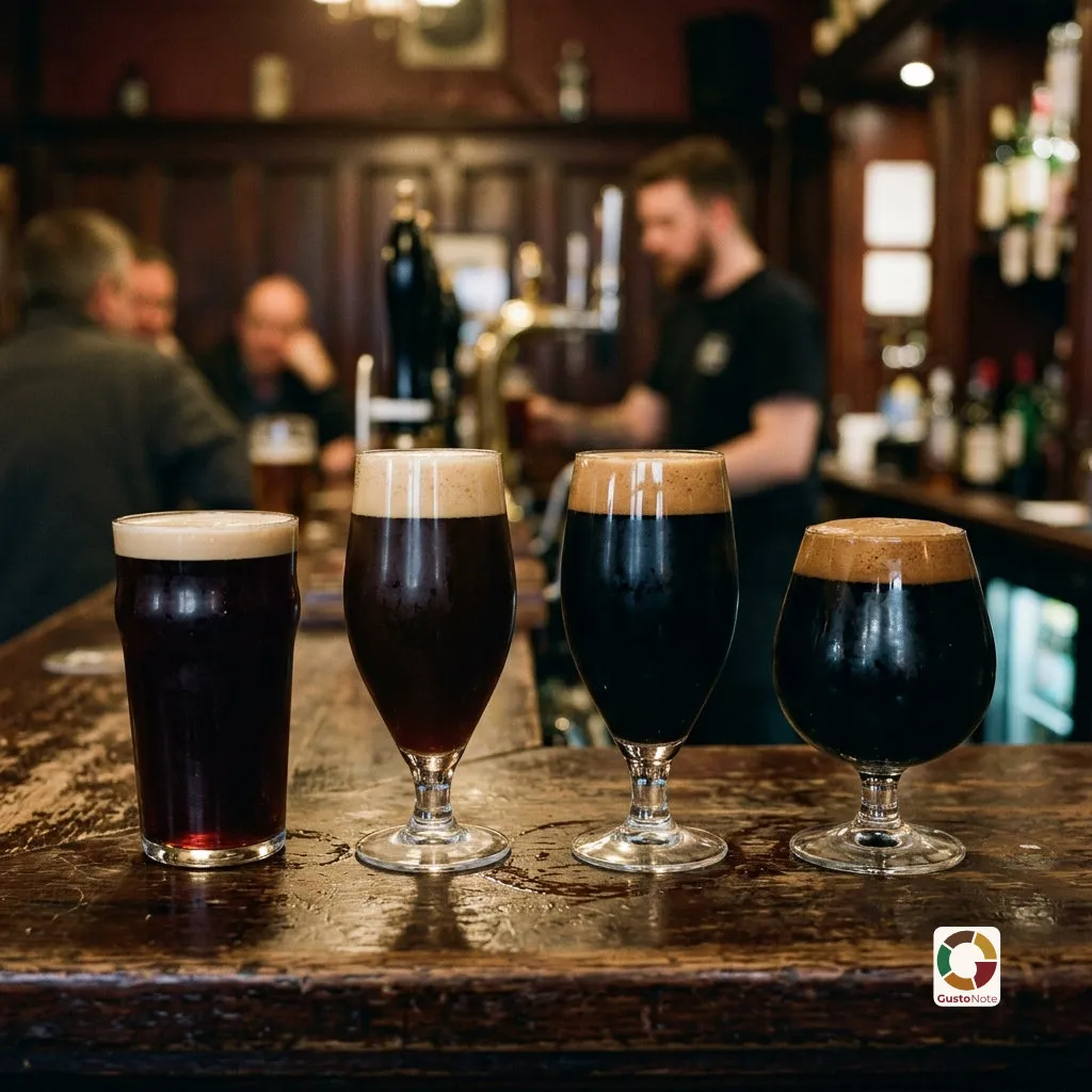 Czarny stout z kremową pianą w szklance