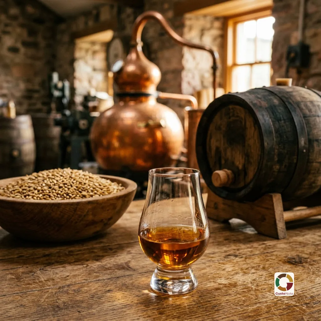 Dębowe beczki w magazynie whisky